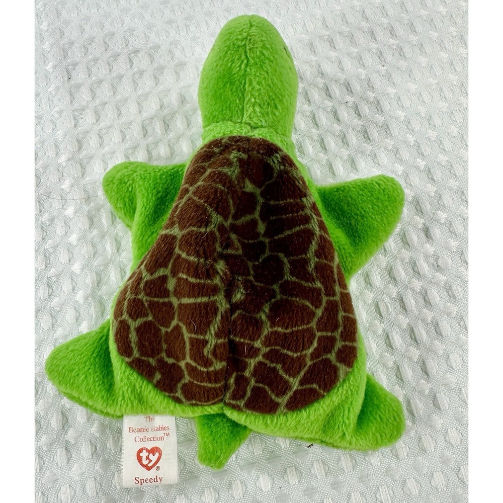 Ty Beanie Baby Speedy the Turtle 1994 Retired Plush Toy Brown Shell Green Body - Picture 4 of 6